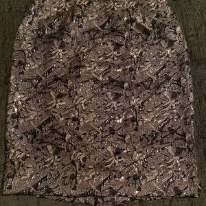 Vintage Lily & Taylor Mid Pencil Skirt Size 2 Metalic Blk Gold Shimmer
